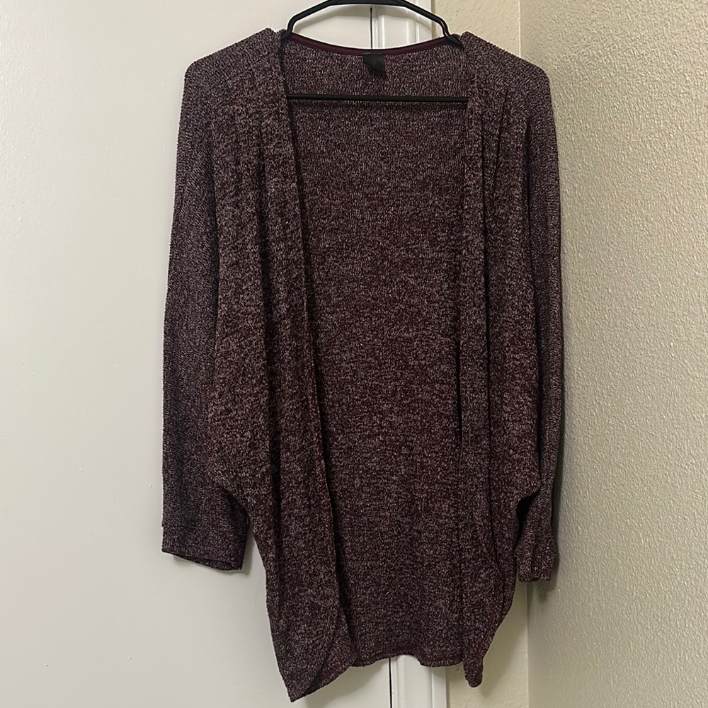 J.O.A. Purple Shrug Sweater Open Front Soft Texture